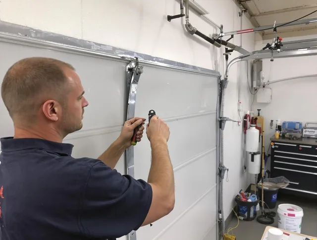 Before and after garage door dent repair by North Royalton Garage Door Repair in North Royalton