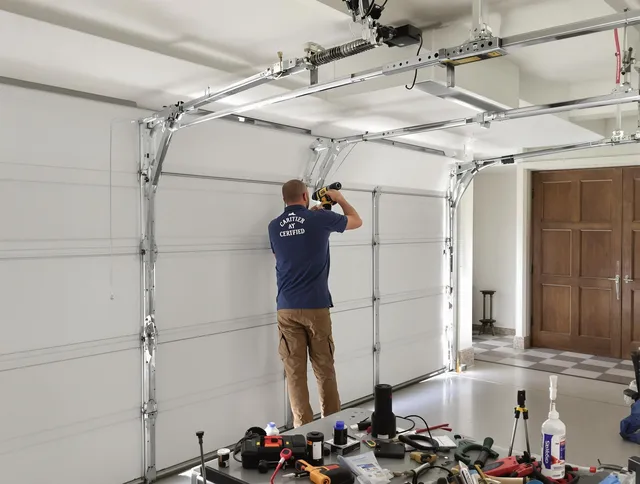 North Royalton Garage Door Repair certified technician performing precision garage door repair in North Royalton