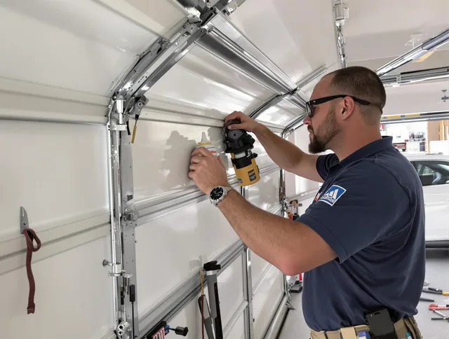 North Royalton Garage Door Repair technician quieting a noisy garage door in North Royalton