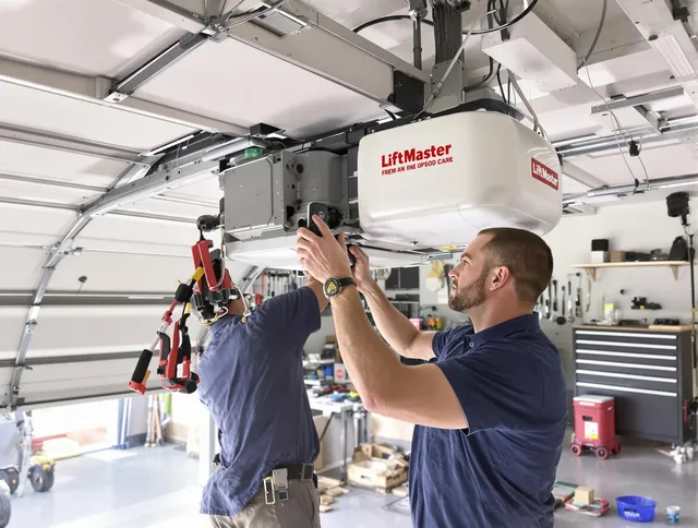 North Royalton Garage Door Repair technician performing advanced diagnostics on garage opener in North Royalton